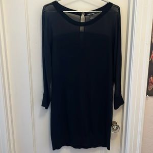 Black Club Monaco Sweater Dress with sheer accent size L